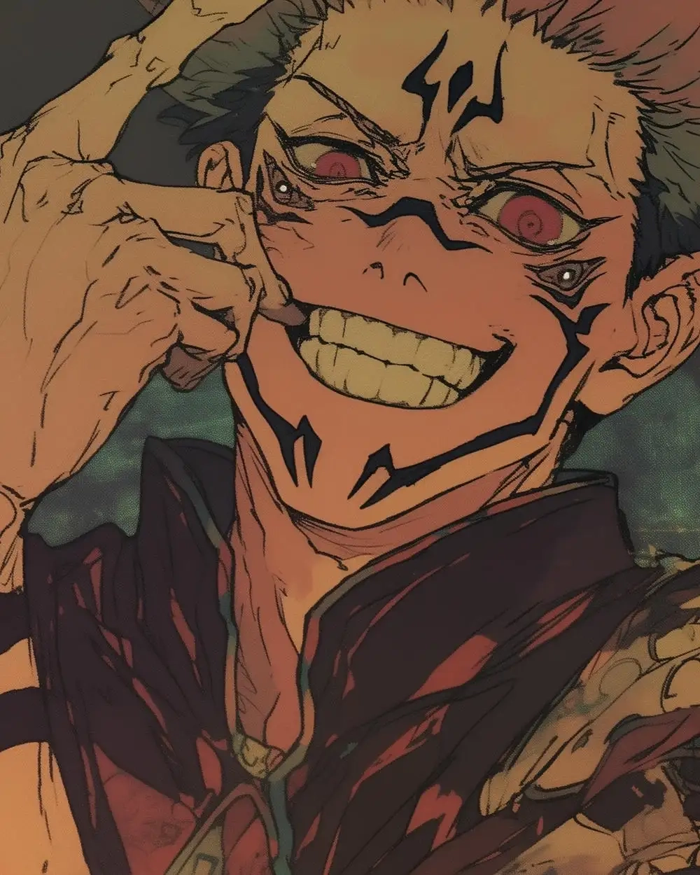 Sukuna vẽ làm nổi bật nét hung dữ riêng