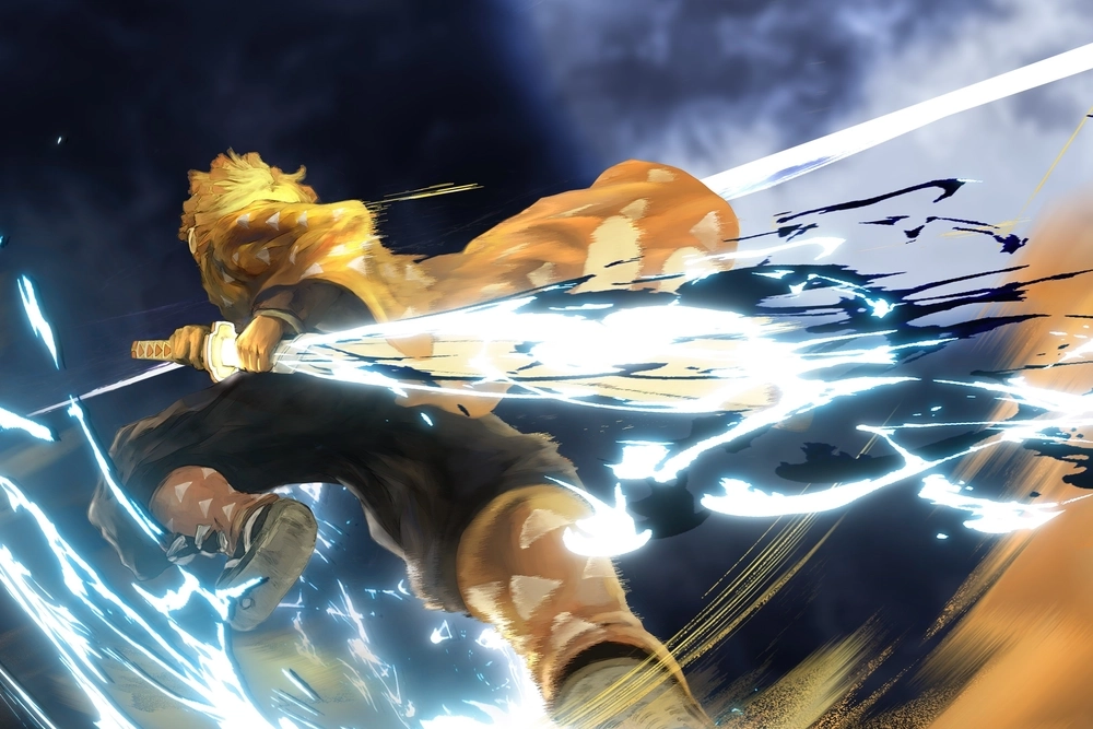 Zenitsu Kimetsu no Yaiba kiếm sĩ bão sấm đầy uy lực