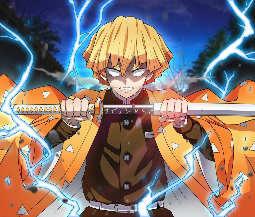 Hình Zenitsu ngầu phong thái chiến đấu mạnh mẽ