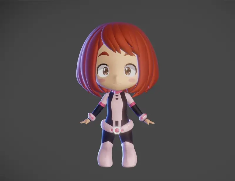 Ngắm chibi Ochaco Uraraka full body chi tiết