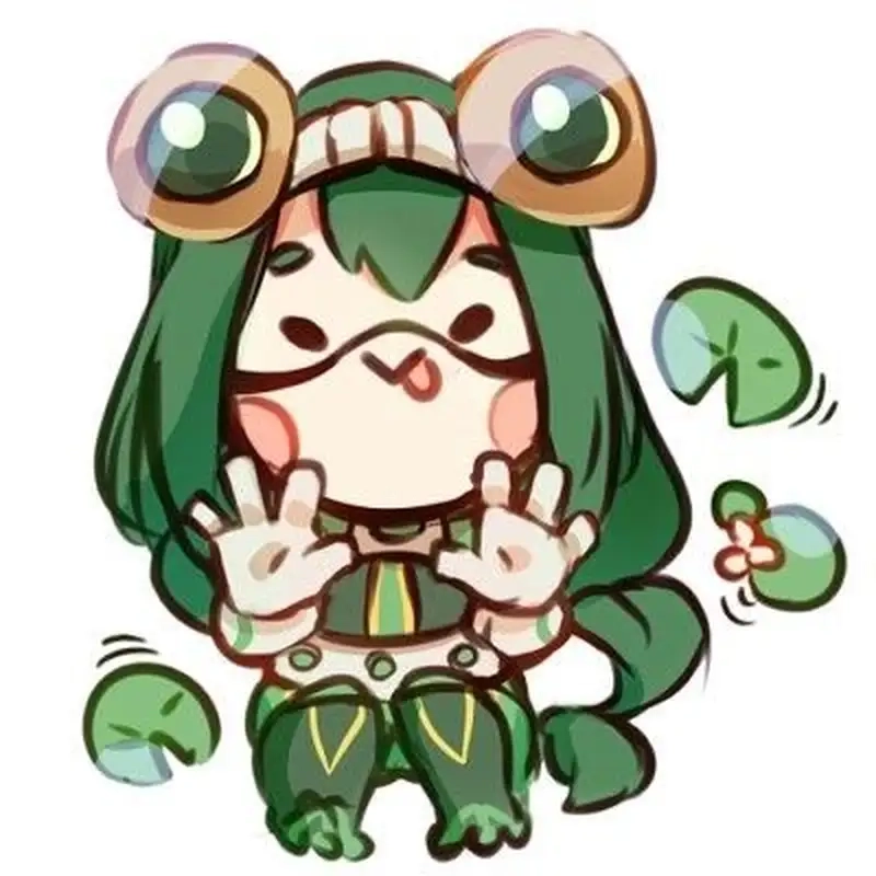 Thả tim Tsuyu Asui chibi cute với nét vẽ siêu đáng yêu